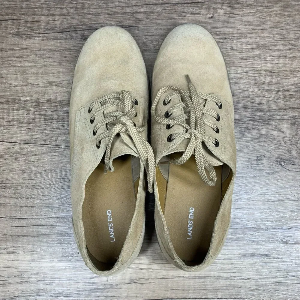 Lands End Boys  Sz 5M Tan Lace Up Walking Shoes‎